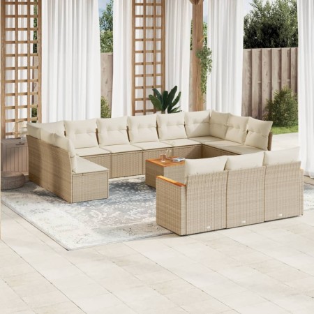 Set sofás de jardín 14 pzas con cojines ratán sintético beige de , Conjuntos de jardín - Ref: Foro24-3226464, Precio: 878,84 ...