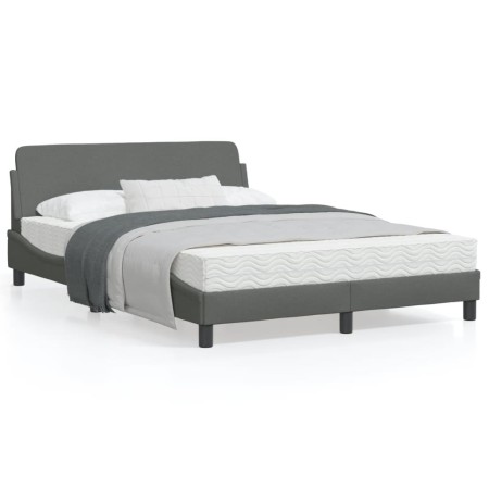 Estructura de cama con cabecero de tela gris oscuro 140x200 cm de , Camas y somieres - Ref: Foro24-373186, Precio: 144,91 €, ...