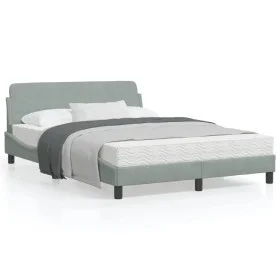 Light gray velvet bed frame with headboard 120x200cm by , Beds and slatted bases - Ref: Foro24-373152, Price: 130,18 €, Disco...