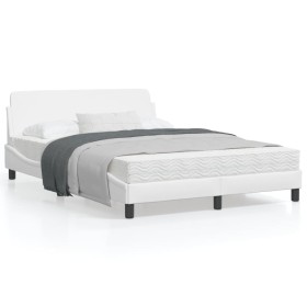 Estructura de cama cabecero cuero sintético blanco 120x200 cm de , Camas y somieres - Ref: Foro24-373159, Precio: 148,66 €, D...