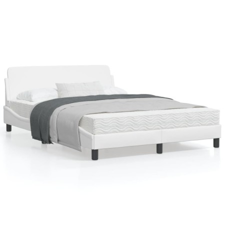 Estructura de cama cabecero cuero sintético blanco 120x200 cm de , Camas y somieres - Ref: Foro24-373159, Precio: 148,66 €, D...