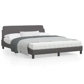 Bed frame with gray synthetic leather headboard 160x200cm by , Beds and slatted bases - Ref: Foro24-373221, Price: 181,08 €, ...