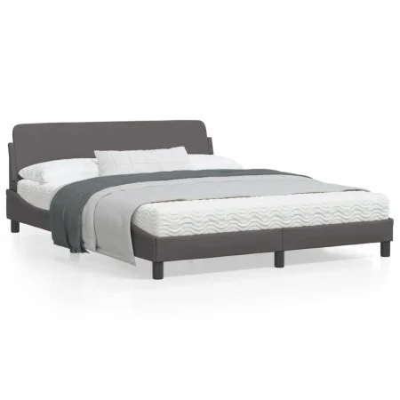 Bed frame with gray synthetic leather headboard 160x200cm by , Beds and slatted bases - Ref: Foro24-373221, Price: 181,08 €, ...