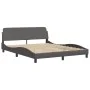 Bed frame with gray synthetic leather headboard 160x200cm by , Beds and slatted bases - Ref: Foro24-373221, Price: 181,08 €, ...