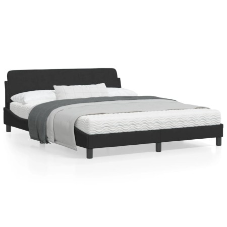 Estructura de cama con cabecero de terciopelo negro 160x200 cm de , Camas y somieres - Ref: Foro24-373214, Precio: 171,41 €, ...