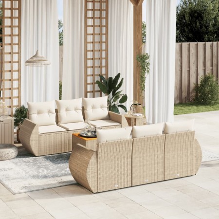 Set sofás de jardín 7 piezas y cojines ratán sintético beige de , Conjuntos de jardín - Ref: Foro24-3224896, Precio: 531,67 €...