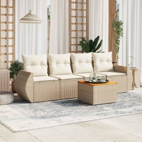 Juego de sofás jardín con cojines 5 pzas ratán sintético beige de , Conjuntos de jardín - Ref: Foro24-3224882, Precio: 341,29...