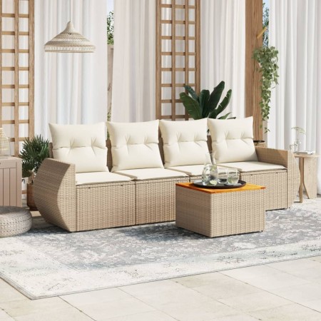 Juego de sofás jardín con cojines 5 pzas ratán sintético beige de , Conjuntos de jardín - Ref: Foro24-3224882, Precio: 341,29...