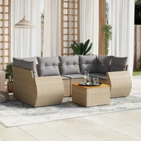 Set sofás de jardín 7 piezas y cojines ratán sintético beige de , Conjuntos de jardín - Ref: Foro24-3257235, Precio: 476,78 €...