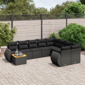 Set de sofás de jardín 10 pzas cojines ratán sintético negro de , Conjuntos de jardín - Ref: Foro24-3257497, Precio: 653,64 €...