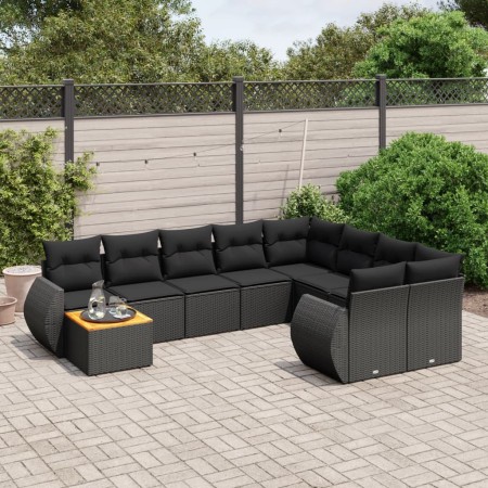 Set de sofás de jardín 10 pzas cojines ratán sintético negro de , Conjuntos de jardín - Ref: Foro24-3257497, Precio: 653,64 €...