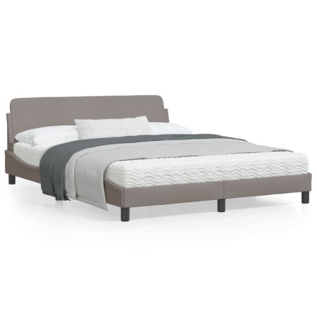 Estructura de cama con cabecero de tela gris taupe 160x200 cm de , Camas y somieres - Ref: Foro24-373209, Precio: 154,00 €, D...