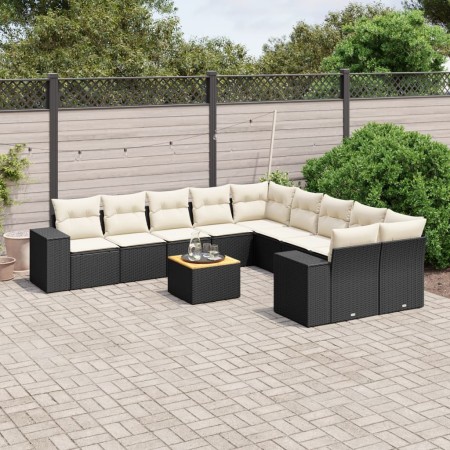 Set de sofás de jardín 11 pzas y cojines ratán sintético negro de , Conjuntos de jardín - Ref: Foro24-3257967, Precio: 641,36...