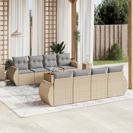 Set de sofás de jardín 9 pzas con cojines ratán sintético beige de , Conjuntos de jardín - Ref: Foro24-3257256, Precio: 609,5...