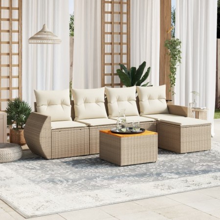 Juego de sofás jardín con cojines 6 pzas ratán sintético beige de , Conjuntos de jardín - Ref: Foro24-3257311, Precio: 436,19...