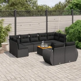 Set de sofás de jardín 10 pzas cojines ratán sintético negro by , Garden sets - Ref: Foro24-3257483, Price: 632,29 €, Discoun...