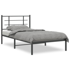 Estructura de cama con cabecero metal negro 100x190 cm de , Camas y somieres - Ref: Foro24-355555, Precio: 59,22 €, Descuento: %