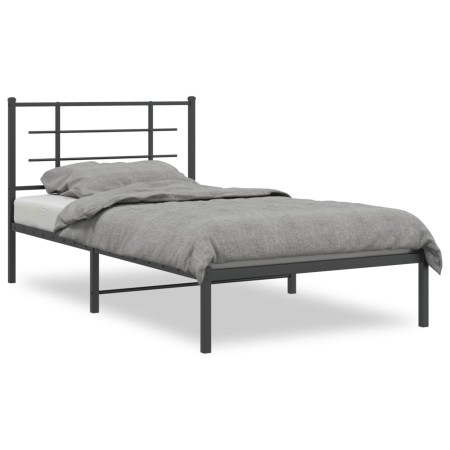 Estructura de cama con cabecero metal negro 100x190 cm de , Camas y somieres - Ref: Foro24-355555, Precio: 59,22 €, Descuento: %