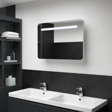 Mueble de baño con espejo LED 80x9,5x55 cm de vidaXL, Tocadores de baño - Ref: Foro24-285120, Precio: 147,79 €, Descuento: %