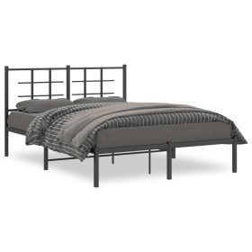 Estructura de cama con cabecero metal negro 140x200 cm de , Camas y somieres - Ref: Foro24-355562, Precio: 107,41 €, Descuent...