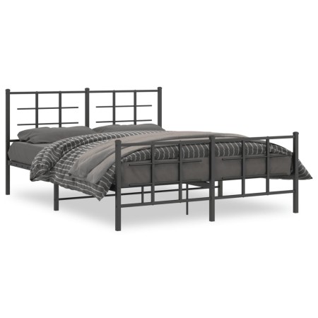 Estructura de cama cabecero y estribo metal negro 150x200 cm de , Camas y somieres - Ref: Foro24-355581, Precio: 122,17 €, De...