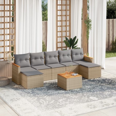 Juego de sofás jardín con cojines beige mezcla 8 pzas ratán PE de , Conjuntos de jardín - Ref: Foro24-3226241, Precio: 420,43...