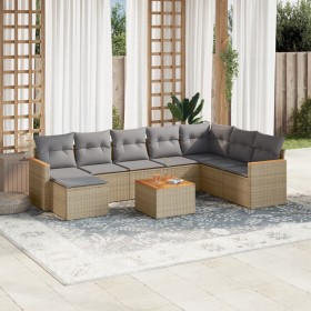 Juego de sofás jardín con cojines beige mezcla 9 pzas ratán PE de , Conjuntos de jardín - Ref: Foro24-3226255, Precio: 500,87...