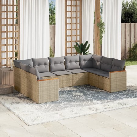 Juego de sofás jardín con cojines beige mezcla 9 pzas ratán PE de , Conjuntos de jardín - Ref: Foro24-3226276, Precio: 526,69...
