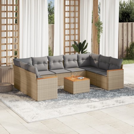 Juego de sofás jardín con cojines beige 10 pzas ratán sintético de , Conjuntos de jardín - Ref: Foro24-3226283, Precio: 574,7...