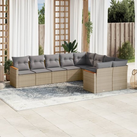Juego de sofás jardín con cojines beige mezcla 9 pzas ratán PE de , Conjuntos de jardín - Ref: Foro24-3226304, Precio: 526,69...