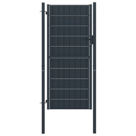 Puerta de valla de PVC y acero gris antracita 100x204 cm de vidaXL, Puertas de jardín - Ref: Foro24-145236, Precio: 257,08 €,...