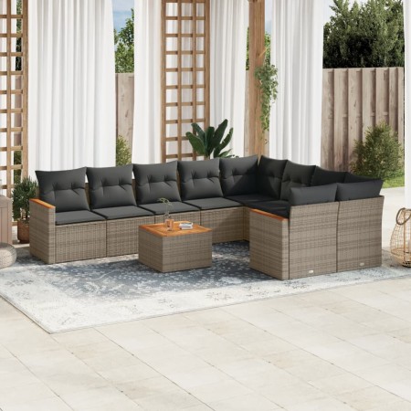 Set de sofás de jardín 10 pzas con cojines ratán sintético gris de , Conjuntos de jardín - Ref: Foro24-3226312, Precio: 561,9...
