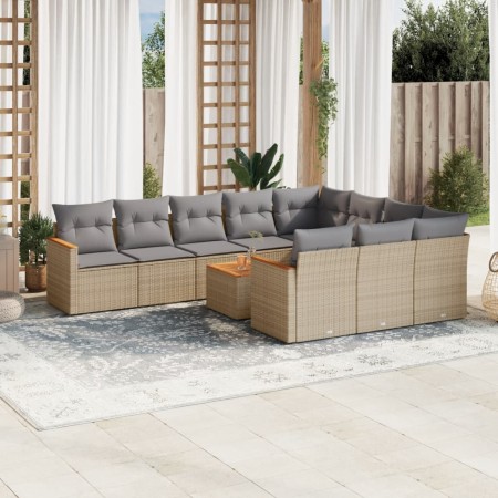 Juego de sofás jardín con cojines beige mezcla 11 pzas ratán PE de , Conjuntos de jardín - Ref: Foro24-3226346, Precio: 659,4...