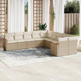Juego de sofás jardín con cojines beige 10 pzas ratán sintético de , Conjuntos de jardín - Ref: Foro24-3226352, Precio: 624,3...