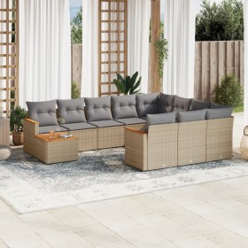 Juego de sofás jardín con cojines beige mezcla 11 pzas ratán PE de , Conjuntos de jardín - Ref: Foro24-3226367, Precio: 659,4...