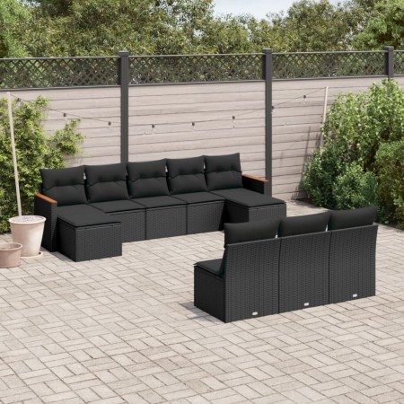 Set de sofás de jardín 10 pzas cojines ratán sintético negro de , Conjuntos de jardín - Ref: Foro24-3226384, Precio: 561,20 €...
