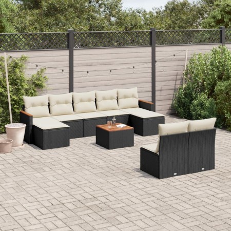 Set de sofás de jardín 10 pzas cojines ratán sintético negro de , Conjuntos de jardín - Ref: Foro24-3226378, Precio: 475,48 €...