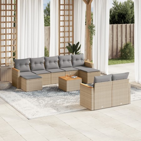 Juego de sofás jardín con cojines beige 10 pzas ratán sintético de , Conjuntos de jardín - Ref: Foro24-3226409, Precio: 560,9...