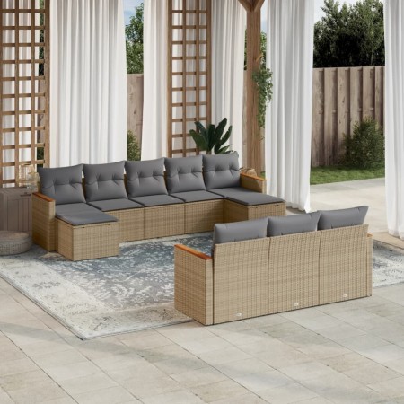 Juego de sofás jardín con cojines beige 10 pzas ratán sintético de , Conjuntos de jardín - Ref: Foro24-3226416, Precio: 561,2...
