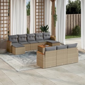 Juego de sofás jardín con cojines beige mezcla 11 pzas ratán PE de , Conjuntos de jardín - Ref: Foro24-3226423, Precio: 602,8...