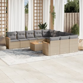 Juego de sofás jardín con cojines beige mezcla 12 pzas ratán PE de , Conjuntos de jardín - Ref: Foro24-3226437, Precio: 718,5...