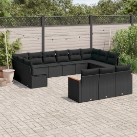 Set de sofás de jardín y cojines 13 pzas ratán sintético negro de , Conjuntos de jardín - Ref: Foro24-3226454, Precio: 836,72...