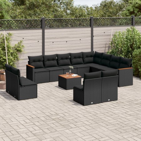Set de sofás de jardín y cojines 13 pzas ratán sintético negro de , Conjuntos de jardín - Ref: Foro24-3226475, Precio: 823,14...