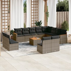 Set sofás de jardín con cojines 13 piezas ratán sintético gris de , Conjuntos de jardín - Ref: Foro24-3226480, Precio: 761,36...