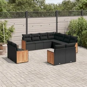 Set de sofás de jardín 11 pzas y cojines ratán sintético negro de , Conjuntos de jardín - Ref: Foro24-3226496, Precio: 763,18...