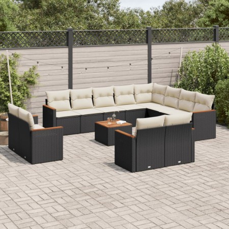 Set de sofás de jardín y cojines 13 pzas ratán sintético negro de , Conjuntos de jardín - Ref: Foro24-3226518, Precio: 773,83...