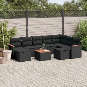 Set de sofás de jardín 10 pzas cojines ratán sintético negro de , Conjuntos de jardín - Ref: Foro24-3226545, Precio: 580,78 €...