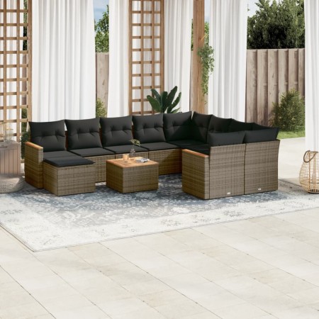Set de sofás de jardín 11 pzas y cojines ratán sintético gris de , Conjuntos de jardín - Ref: Foro24-3226564, Precio: 600,79 ...