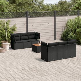 Set de comedor de jardín 7 pzas y cojines ratán sintético negro de , Conjuntos de jardín - Ref: Foro24-3255817, Precio: 480,1...