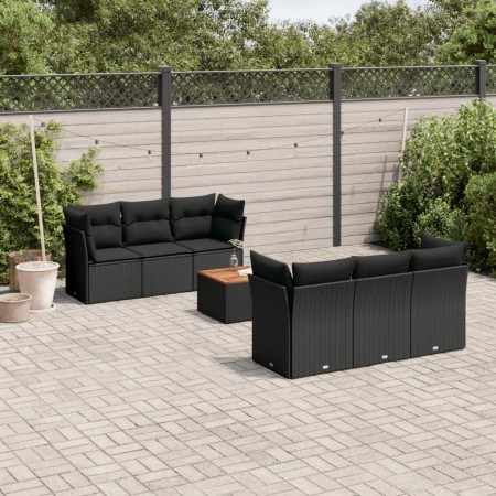 Set de comedor de jardín 7 pzas y cojines ratán sintético negro de , Conjuntos de jardín - Ref: Foro24-3255817, Precio: 480,1...